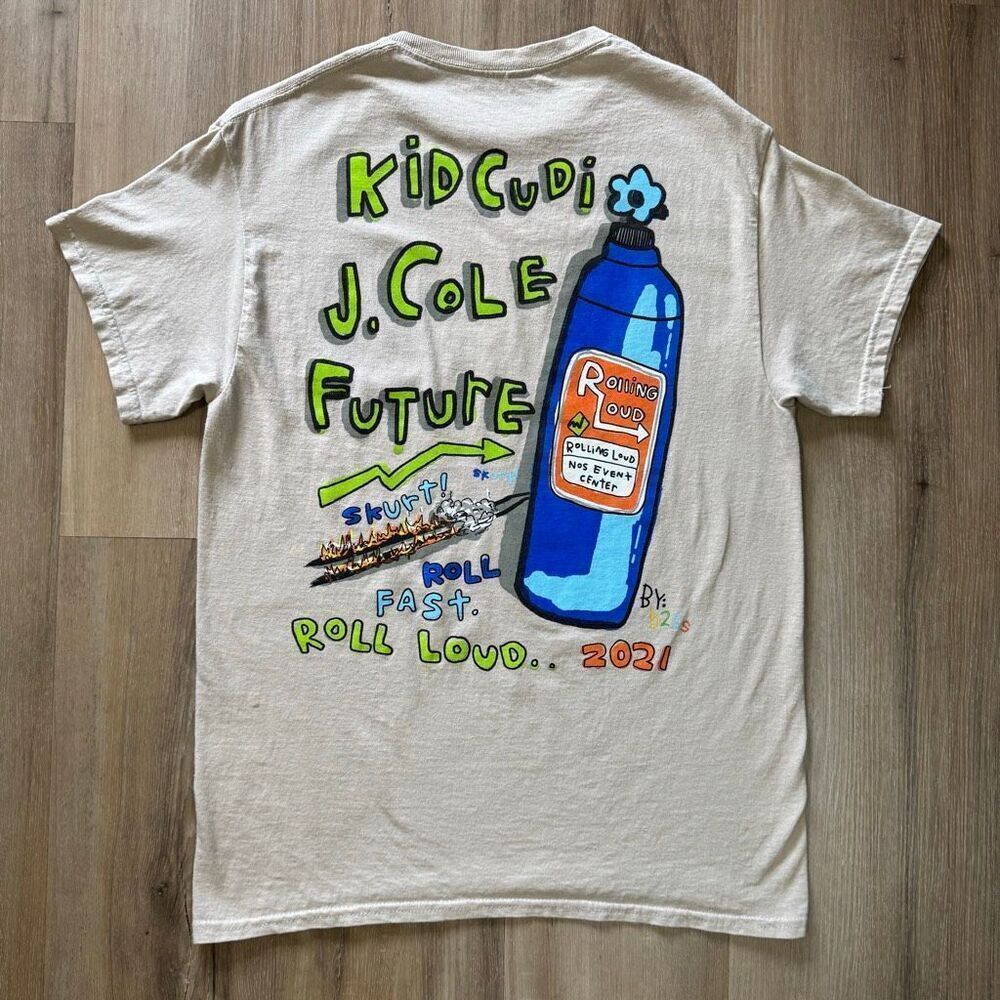 Rolling Loud 2021 Festival Tan Shirt Kid Cudi J Cole Future Size  Medium Hip Hop
